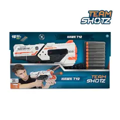 TEAM SHOTZ - Juguete T12 Lanzador 12 Dardos + 16 Dardos Espuma