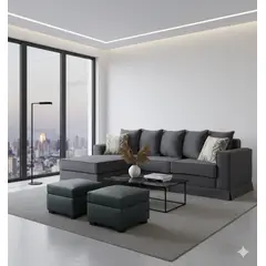 MUNDO LIVING - Living 311 Provenza Marengo Seccional con resortes + 2 ottoman