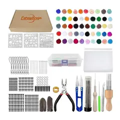 ESHOPANGIE - Kit 50 Vellón Lanas Fieltro Agujas Needle Felting Accesorios