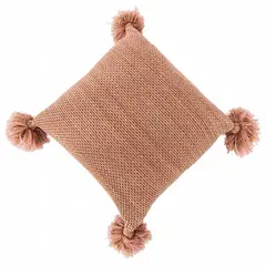 L LARENTIA - Funda Cojin 45x45 Larentia Pompon Rosa Cierre Invisible Decohogar