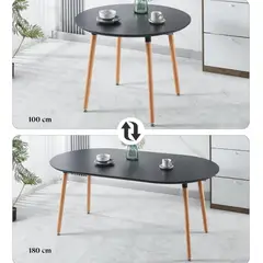 PANDALINO - Mesa Extensible Bayona Negro - 100cm a 180cm