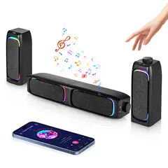 CASTLEN - Parlante Gamer Pc Tv RGB Inalámbricos Con Subwoofer Soundbar