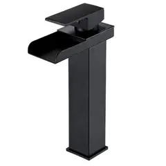 ATURE - Monomando Alta Cascada Negro 29cm Frio Caliente + Flexibles