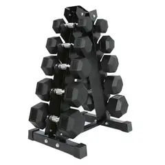 MUNDO ONLINE - Set Mancuernas 75 Kilos Hexagonales + Rack Profesional