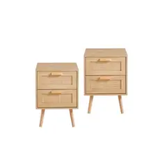 GENERICO - Pack 2 Veladores Eames Mesh Doble Madera clara