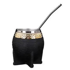 GENERICO - Set de Mate 200 ML + Bombilla Clásico NEGRO