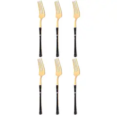 WAKESHOME - Juego De Cuchilleria 6 Piezas Dorado Mango Efecto Mármol-Tenedor