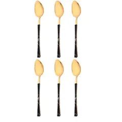 WAKESHOME - Juego De Cuchilleria 6 Piezas Dorado Mango Efecto Mármol-Cucharilla pequeña