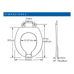 GENERICO - Asiento Redondo de Plástico Blanco Sin Tapa para Inodoro
