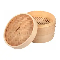 GENERICO - Vaporera de Bambú 2 Niveles para Cocción Saludable 26cm
