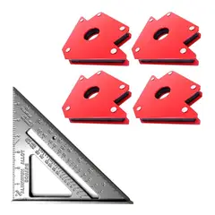 GENERICO - Set de 4 Escuadras Magnéticas y Escuadra Rápida 90°