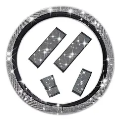 GENERICO - Accesorios Brillantes para Coche Mujer Funda Volante 5 piezas