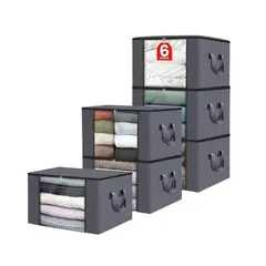 GENERICO - Organizador De Bolsas Almacenamiento De Ropa Gris 6 Unidades