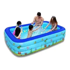 GENERICO - Piscina Inflable Cuadrada para Niños 150x100x50cm Azul