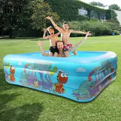 GENERICO - Piscina Inflable Rectangular Azul para Diversión Acuática