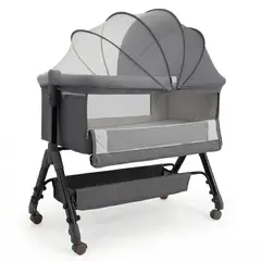 MON PETIT - Cuna Colecho Moises Bebe Altura Regulable Safe&soft Gris