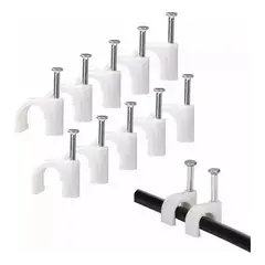 GENERICO - Clips de Grampa para Cables con Clavo - 400 Unidades Blancas