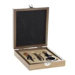SECRET DE GOURMET - Kit de Vino 4 Piezas con Caja de Madera SecretDeGourmet