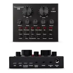 GENERICO - Mezclador de Sonido USB V8 con Bluetooth y Efectos de Voz