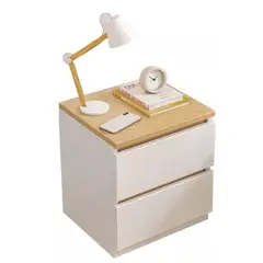 MUNDO MAGIA - Velador Doble Cajón Estilo Nórdico 41x30x32cm Color Blanco