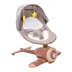 MON PETIT - Silla Mecedora Eléctrica Bebe Avioncito SafeBaby Bluetooth Café