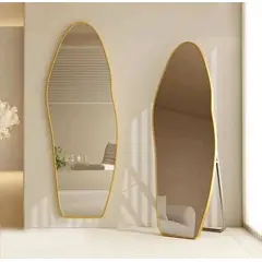 GENERICO - Espejo Decorativo Cuerpo Completo Diseño Onda Dorado…