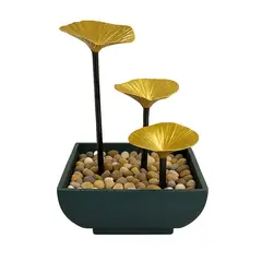 MUNDO ONLINE - Fuente De Mesa Cascada De Agua Feng Shui 3 Niveles Hojas