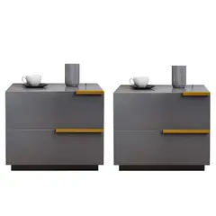 PITAYA - Pack 2 Velador De 2 Cajones 50*42*47cm Color Gris Oscuro
