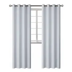 OFERTABKN - Cortina Blackout 1 Paño 140x220 Cm Tela Poliester Blanco grisáceo