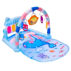 MON PETIT - Gimnasio Alfombra Bebe Piano 3 en 1 Fluffy Whale Celeste