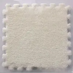 GENERICO - Set de 10 Alfombra De Goma Eva Peluda Para Niños 30x30 Blanco
