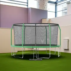 IGPRO - Cama Elastica 3,66 Premium Malla y Escalera verde 12FT