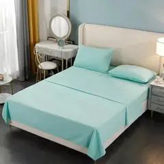 IMPERIUM - Juego De Sabanas 2 Plazas Premium 200hilos 200x150cm 4piezas Celeste Liso