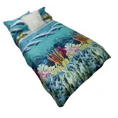 GENERICO - Cubre plumón para cama 1.5 plazas diseño 3D Marino