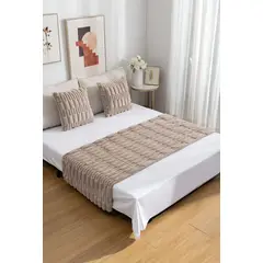 GENERICO - JUEGO DE PIECERA DE CAMA CON 2 FUNDAS MODELO BAMBÚ CAFÉ