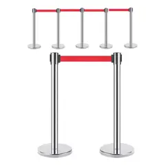 KUANGYE - 5 Postes Y Cinta Plata Retráctil Para Control De Filas