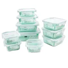 ALLEGRA - Set 10 Contenedores Tapers Hermeticos Vidrio