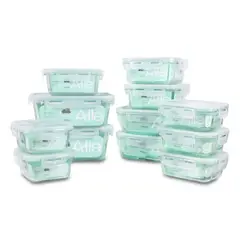 ALLEGRA - Set 12 Contenedores Tapers Hermeticos Vidrio