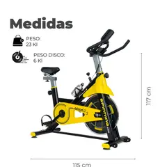 MUNDO ONLINE - Bicicleta Spinning Estática Q2 Pro 6 KG con Monitor