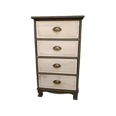 GENERICO - CAJONERA MADERA 4 CAJONES COLOR GRIS CAJONES BLANCO.