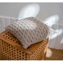 L LARENTIA - Funda Cojin 45x45 Larentia Boho Lace Shell Decorativo Color Gris