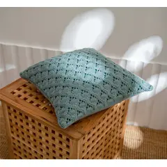 L LARENTIA - Funda Cojín 45x45 Larentia Boho Lace Shell Decorativo Color Azul