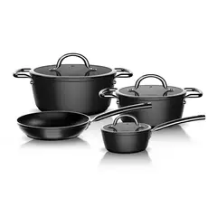 WENS - Batería Cocina 7 Piezas De Aluminio Forjado Black