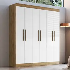 EXIT - Clóset 6 Puertas 2 Cajones 5 Repisas 180x200x47 cm Beige Roble - Xangai