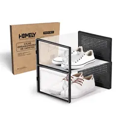 HOMELY - Caja Organizadora Zapatos Apilables Transparente X2