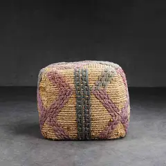 DECOMUEBLES - Puf Yute la Lima Bordado