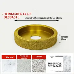 GENERICO - Disco Diamantado Borde Recto 75mm Para Pulido Piedra 15mm