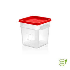 GASTROPLAST - Pack Recipiente Cuadrado Polipropileno 76 Lt Con Tapa Roja