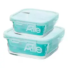 ALLEGRA - Set 2 Contenedores Hermeticos Vidrio Cuadrados