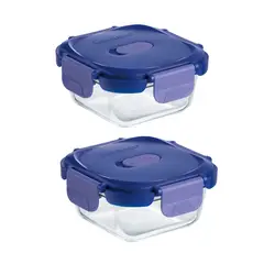 LUMINARC - Pack 2 Contenedores Vidrio Hermético Cuadrado 320mL